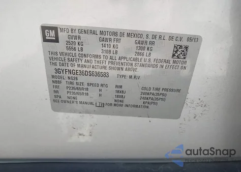 2013 Cadillac Srx Luxury Collection из США, поврежденный, VIN 3GYFNGE36DS636583